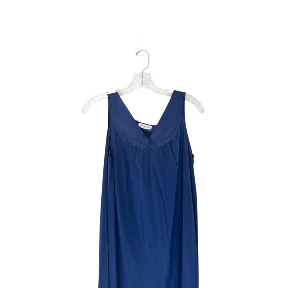 VTG‎ Vanity Fair Blue Dainty Sleeveless Embroidered Intimate Slip Dress Small - Picture 4 of 11